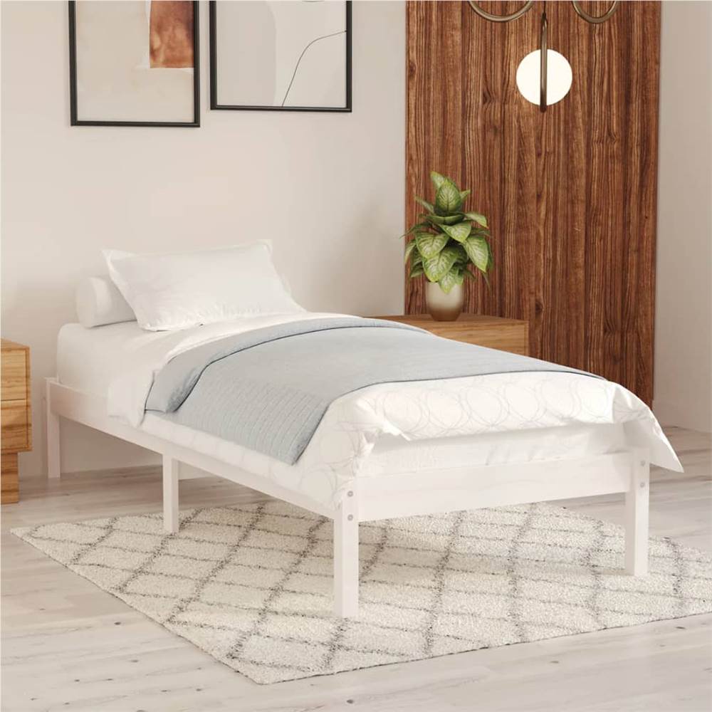 

Bed Frame White Solid Pinewood 90x190 cm UK Single