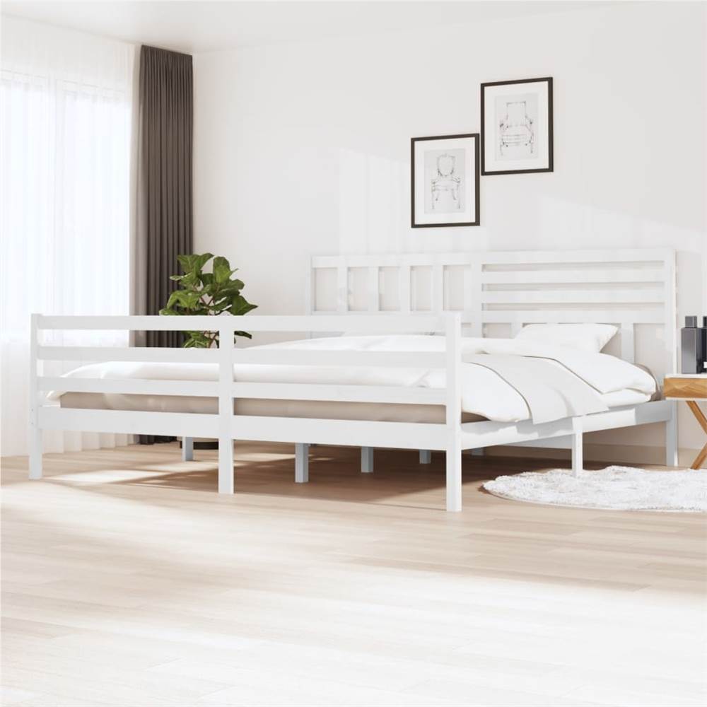 

Bed Frame White Solid Wood 200x200 cm Super King