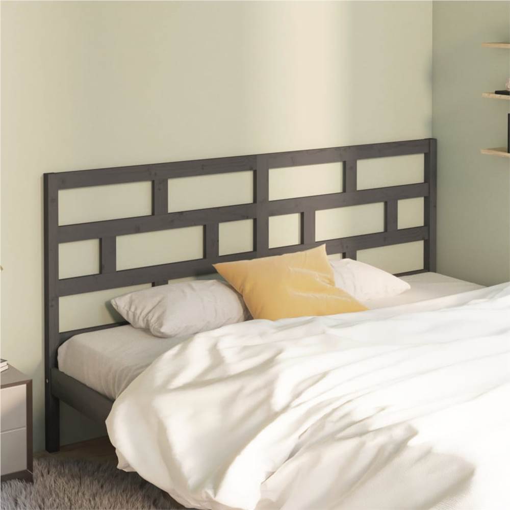 

Bed Headboard Grey 206x4x100 cm Solid Wood Pine
