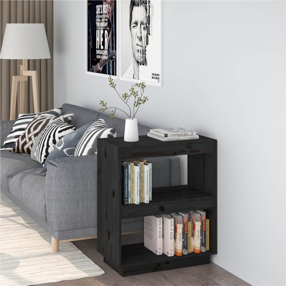 

Book Cabinet Black 60x35x71 cm Solid Wood Pine