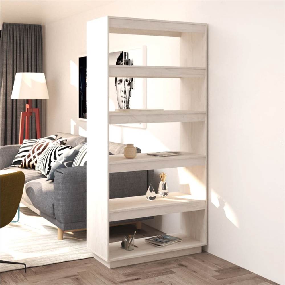 

Book Cabinet/Room Divider White 80x35x167 cm Solid Pinewood
