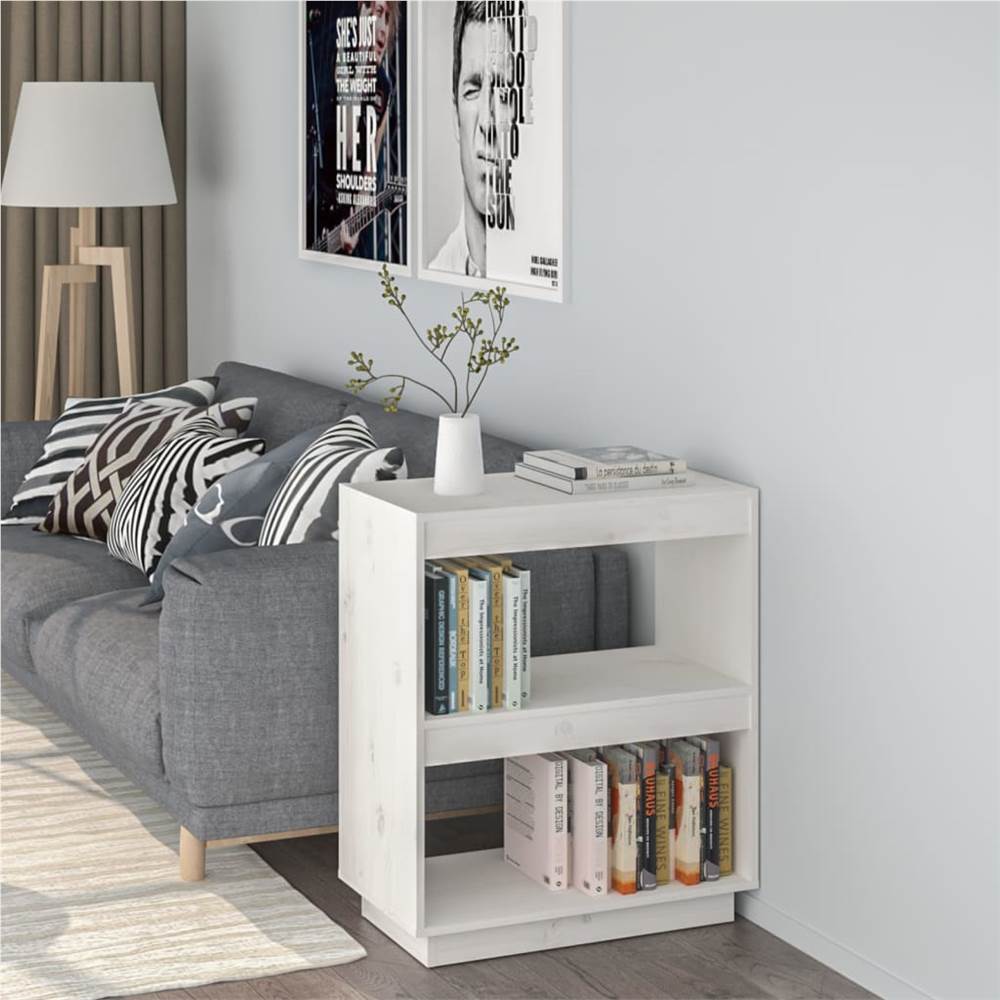 

Book Cabinet White 60x35x71 cm Solid Wood Pine