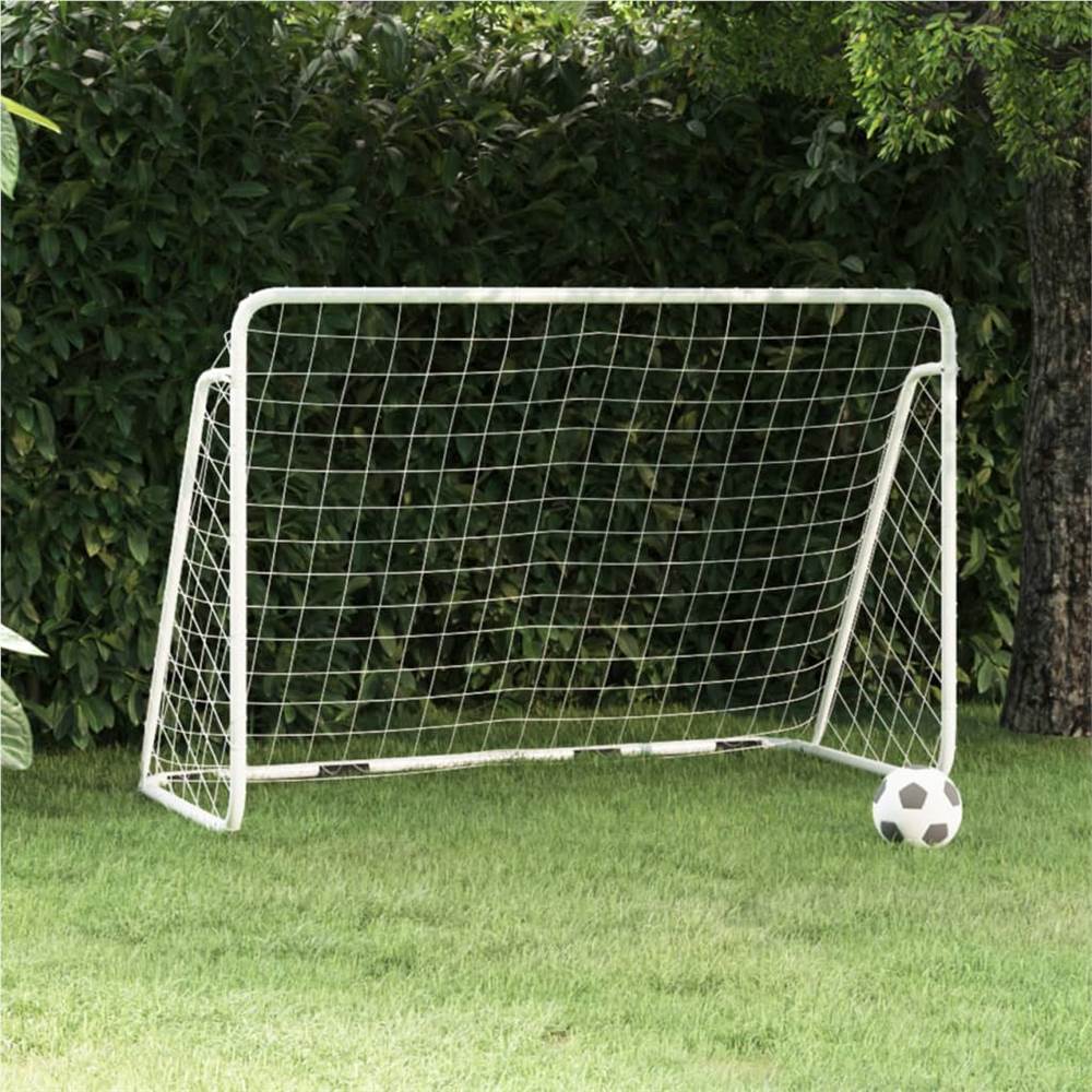 Γκολ ποδοσφαίρου με Διχτυ Λευκό 180x90x120 cm Ατσάλι