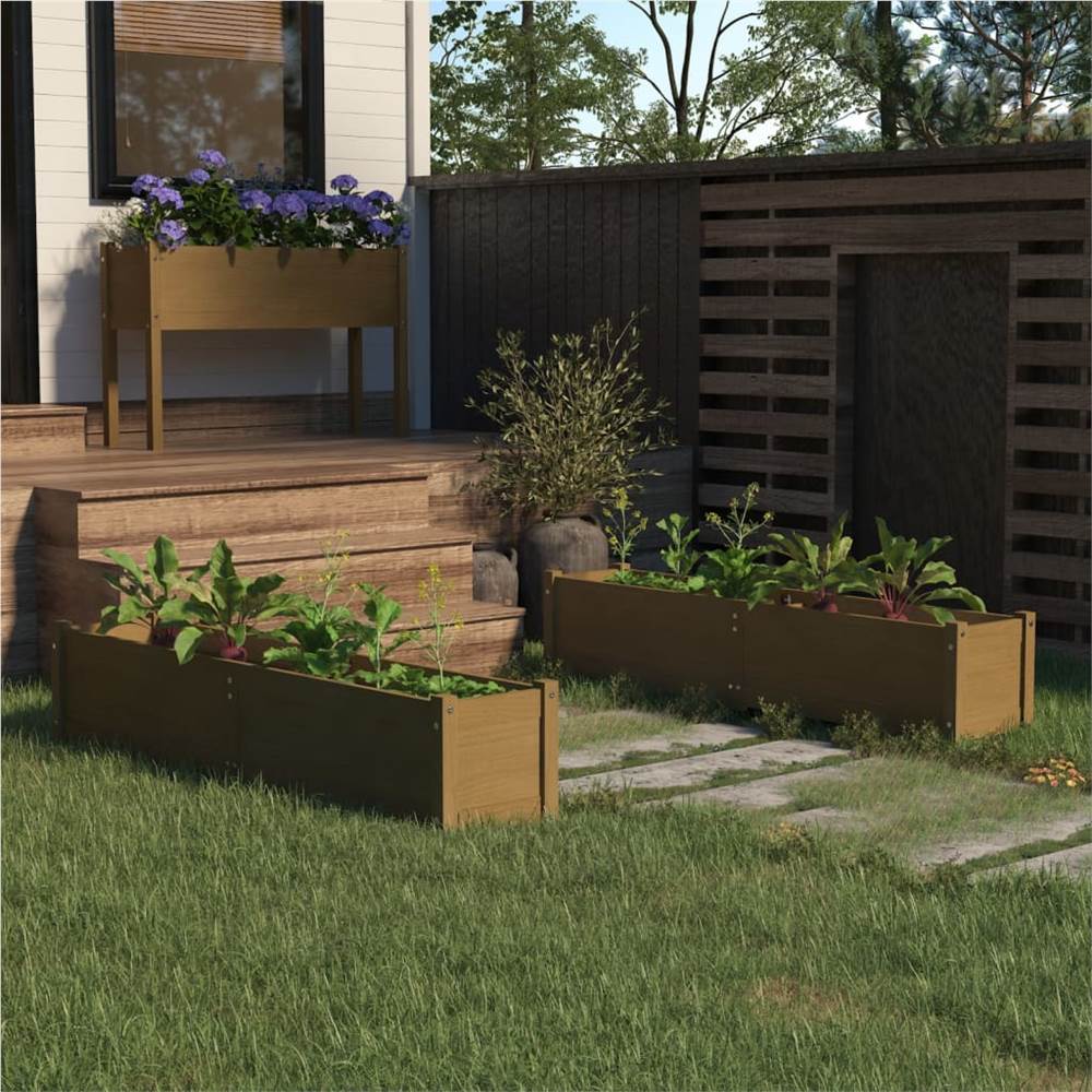 

Garden Raised Beds 2 pcs Honey Brown 150x31x31cm Solid Pinewood