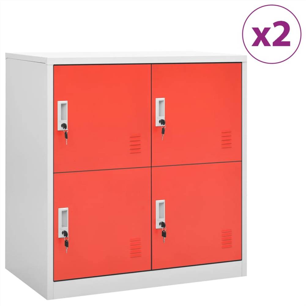 

Locker Cabinets 2 pcs Light Grey and Red 90x45x92.5 cm Steel