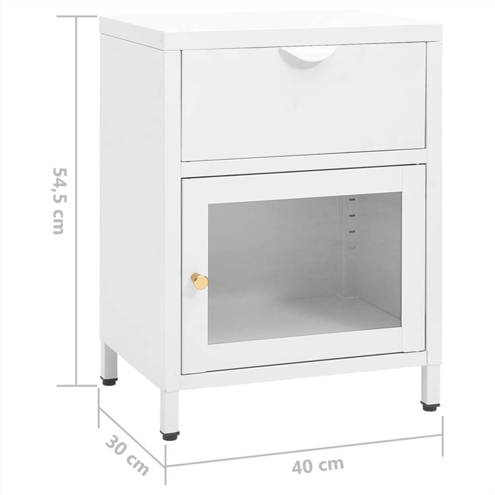 Nightstands 2 pcs White 40x30x54.5 cm Steel and Glass