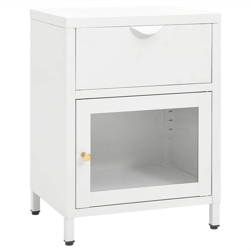 Nightstands 2 pcs White 40x30x54.5 cm Steel and Glass