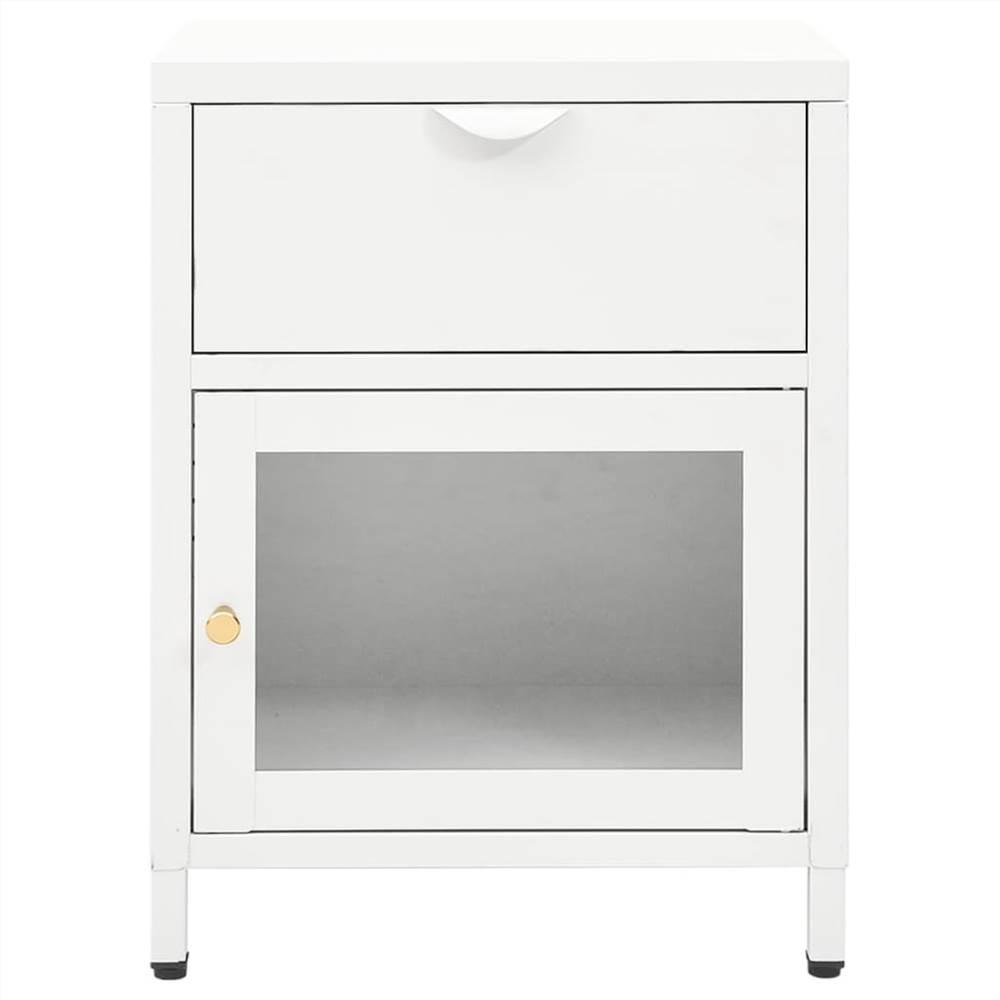 Nightstands 2 pcs White 40x30x54.5 cm Steel and Glass