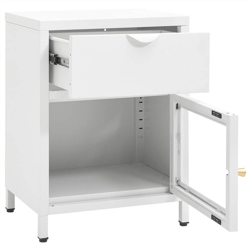 Nightstands 2 pcs White 40x30x54.5 cm Steel and Glass
