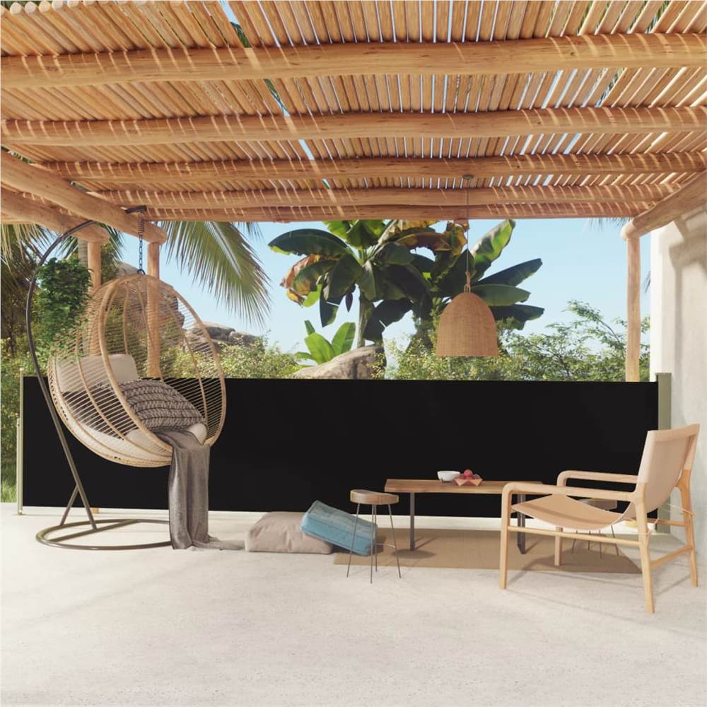 Patio Retractable Side Awning 117x500 cm Black