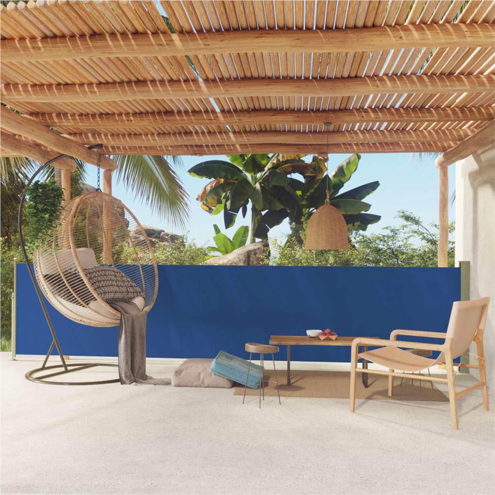 Patio Retractable Side Awning 117x500 cm Blue
