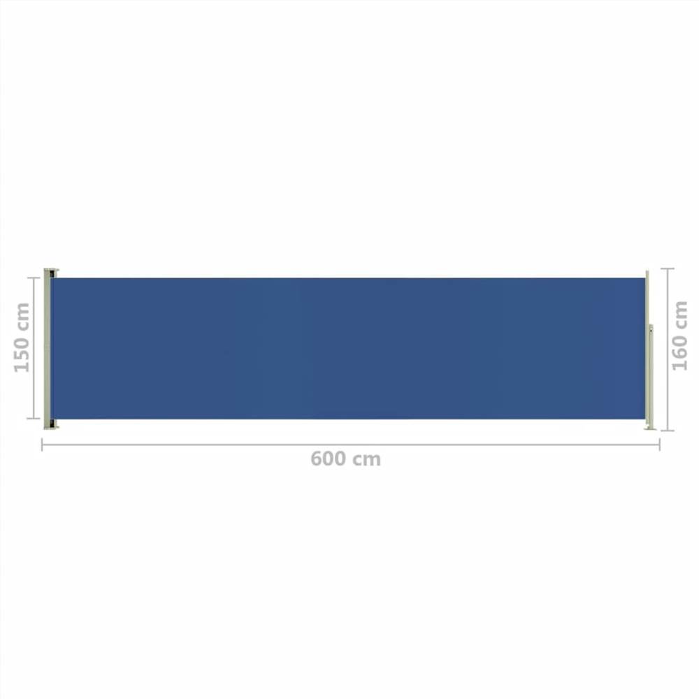 Patio Retractable Side Awning 160x600 cm Blue