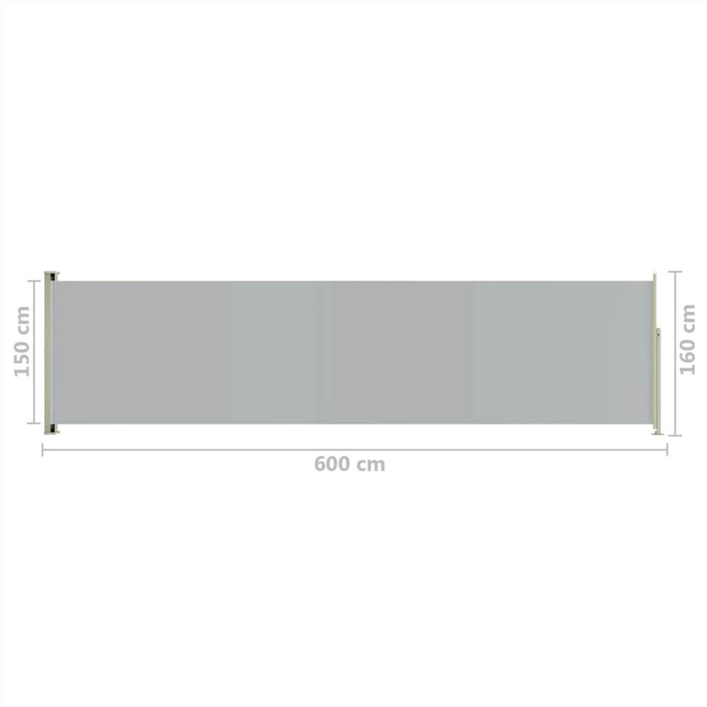 Patio Retractable Side Awning 160x600 cm Grey