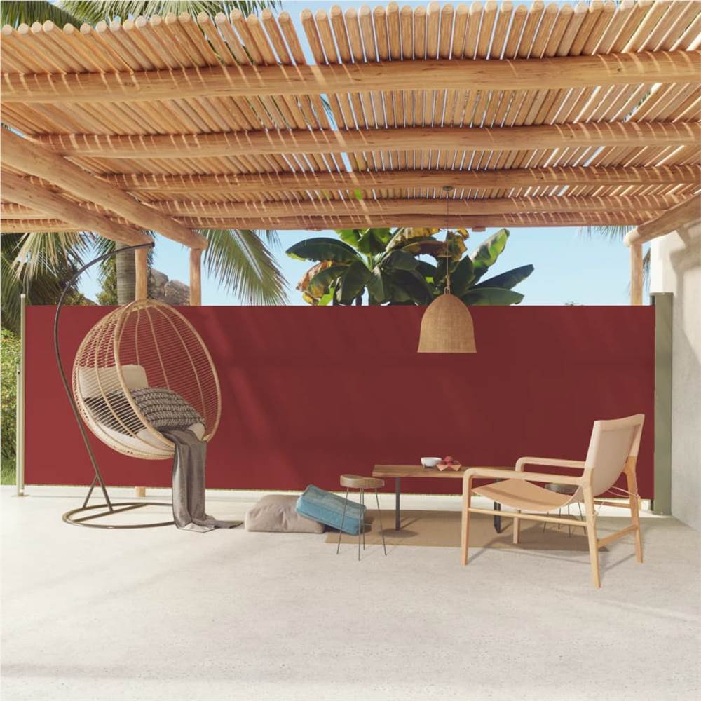 Patio Retractable Side Awning 160x600 cm Red