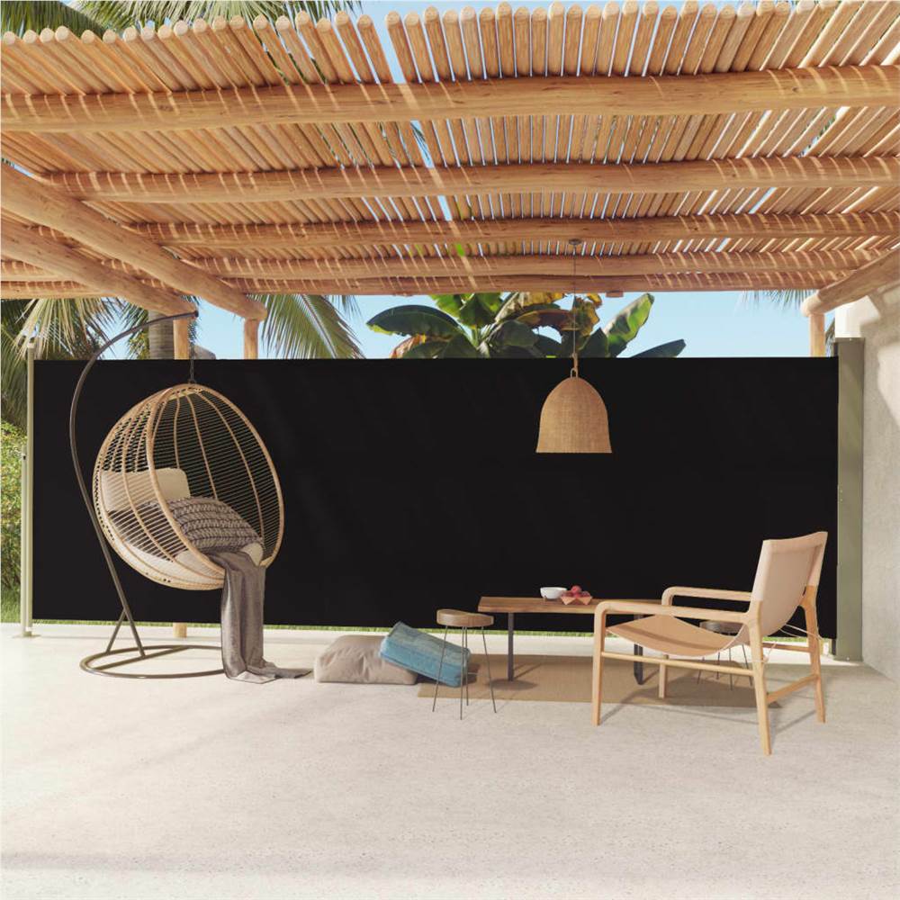 Patio Retractable Side Awning 180x600 cm Black