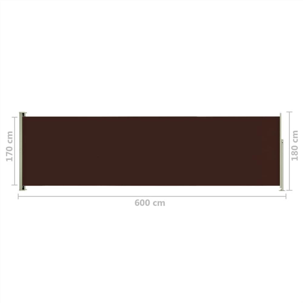 Patio Retractable Side Awning 180x600 cm Brown