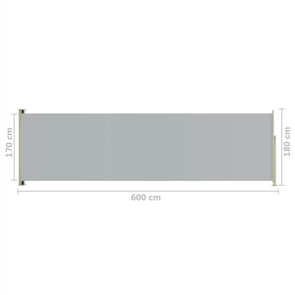 Patio Retractable Side Awning 180x600 cm Grey
