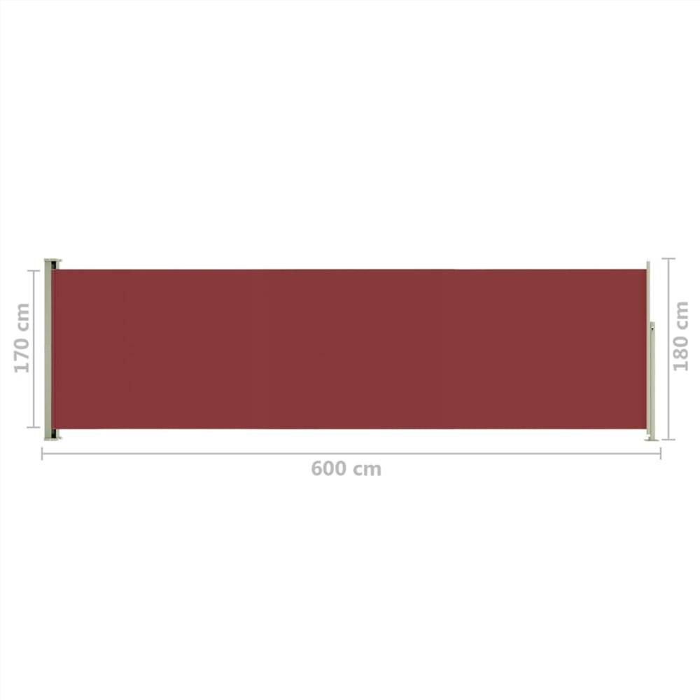 Patio Retractable Side Awning 180x600 cm Red