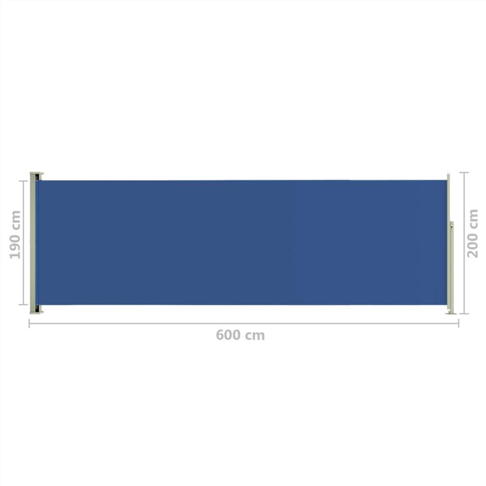 Patio Retractable Side Awning 200x600 cm Blue