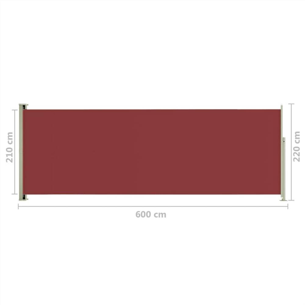 Patio Retractable Side Awning 220x600 cm Red