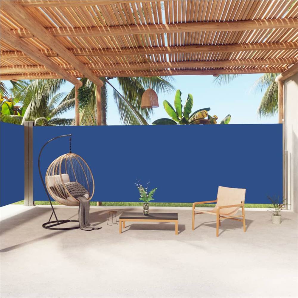 Retractable Side Awning Blue 200x1000 cm