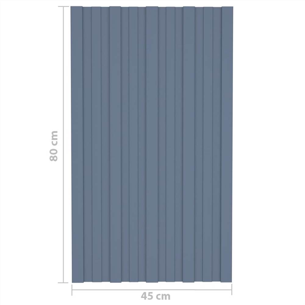 Roof Panels 12 pcs Galvanised Steel Grey 80x45 cm