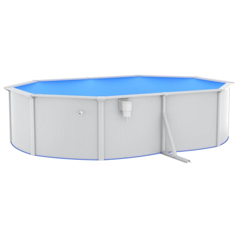 Swimming Pool with Steel Wall Oval 490x360x120 cm White