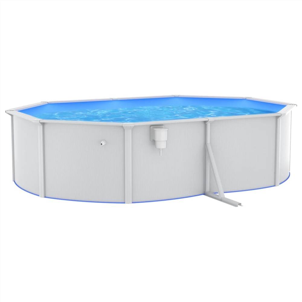 Swimming Pool with Steel Wall Oval 490x360x120 cm White