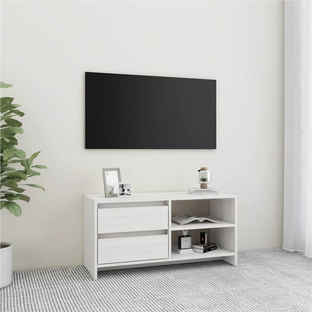 

TV Cabinet White 80x31x39 cm Solid Pinewood