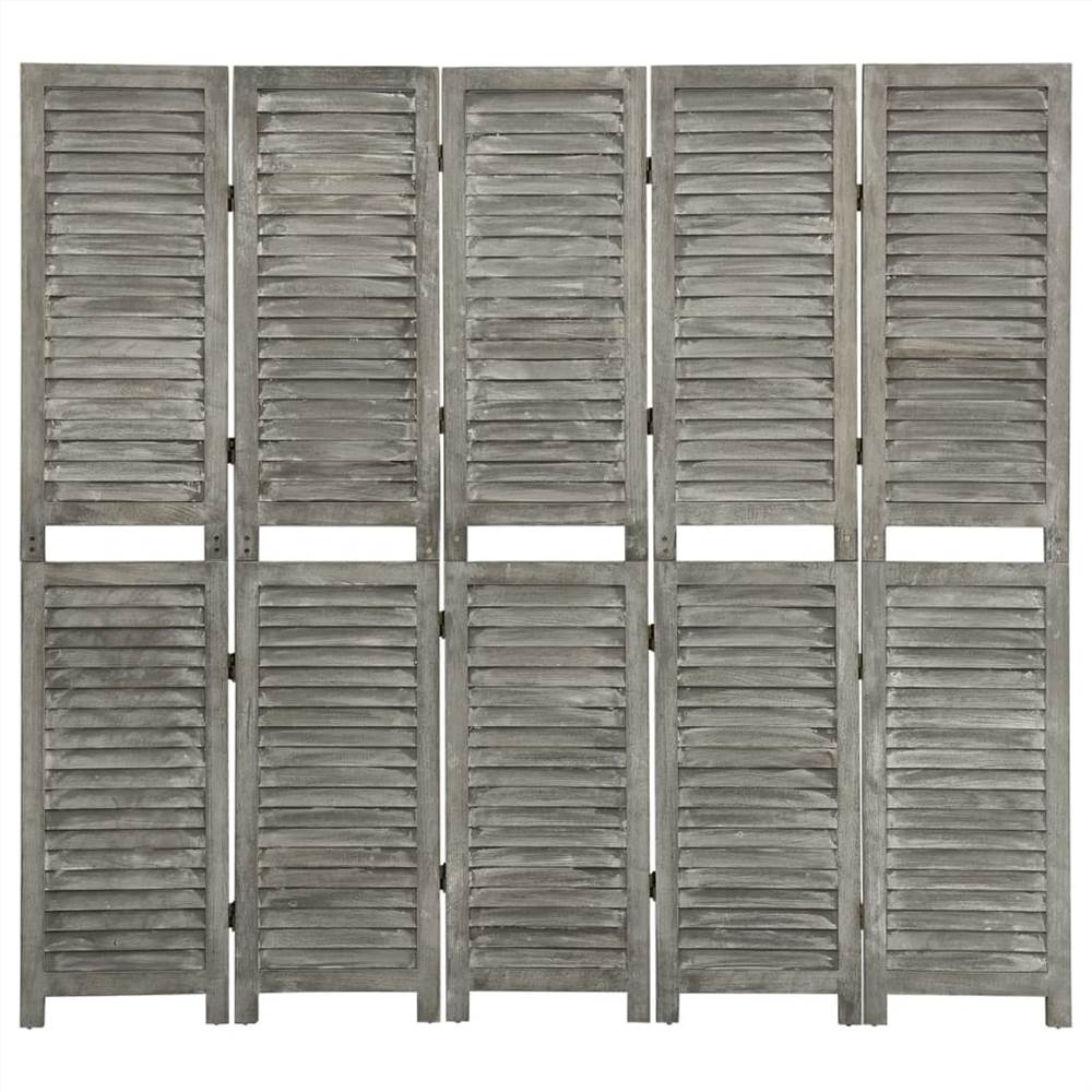 

5-Panel Room Divider Grey 179x166 cm Solid Wood