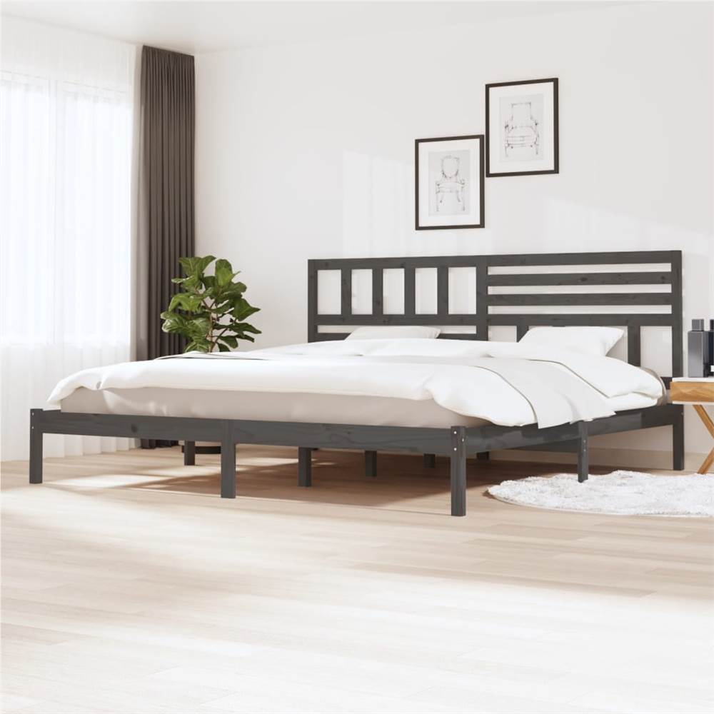 

Bed Frame Grey Solid Wood Pine 180x200 cm Super King