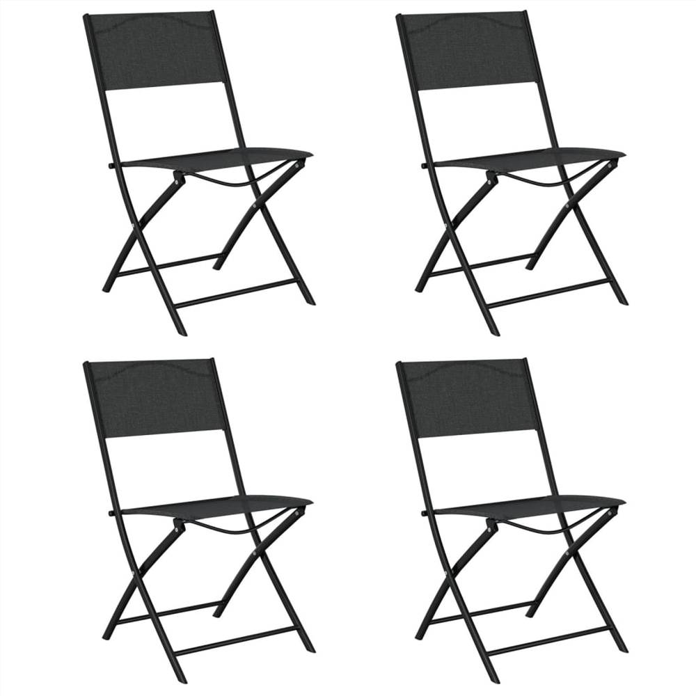 

Folding Outdoor Chairs 4 pcs Black Steel and Textilene