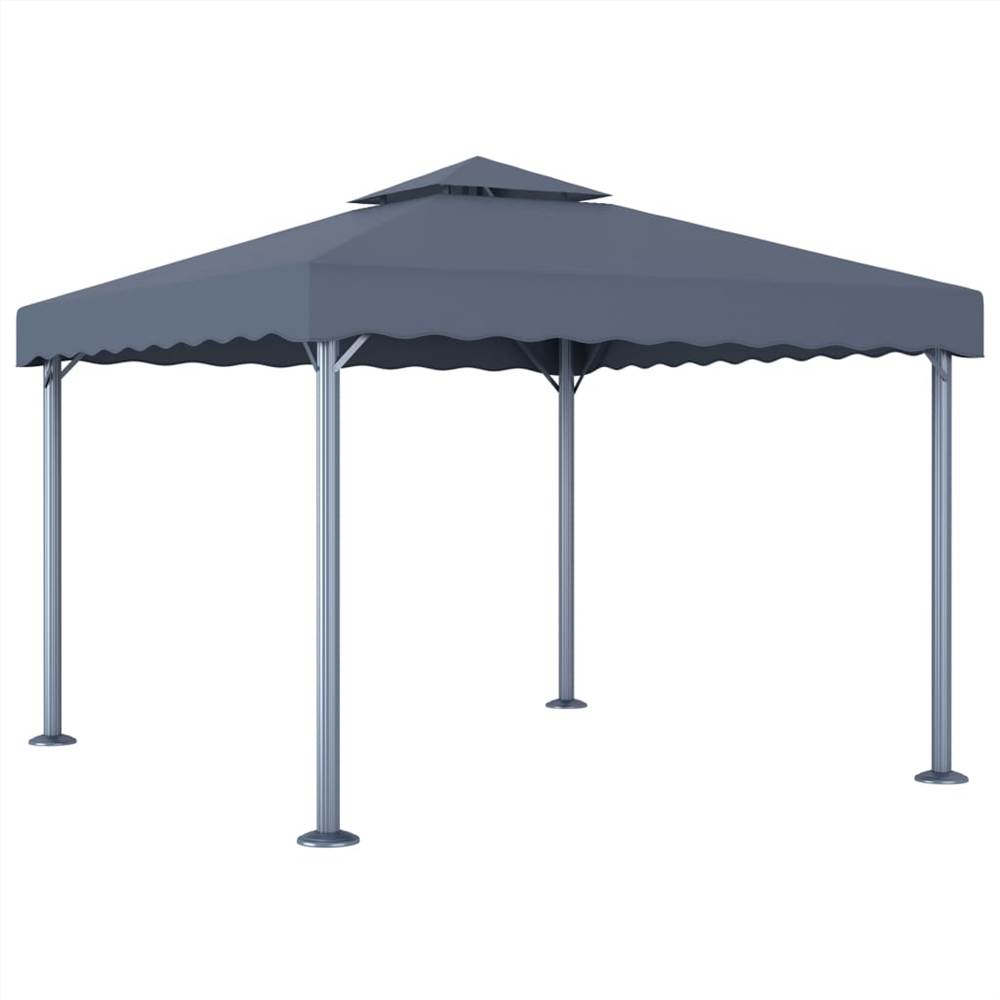 Gazebo with String Lights 300x300 cm Anthracite Aluminium