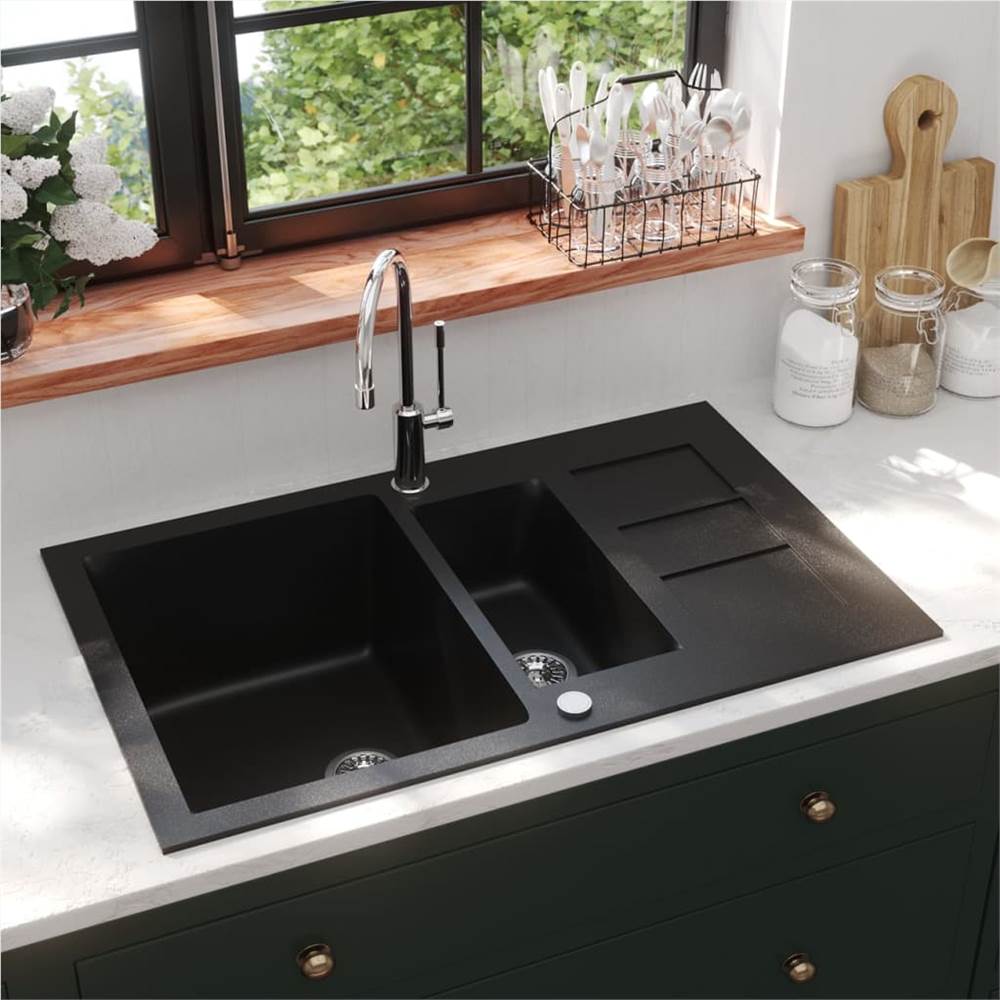 

Granite Kitchen Sink Double Basins Black