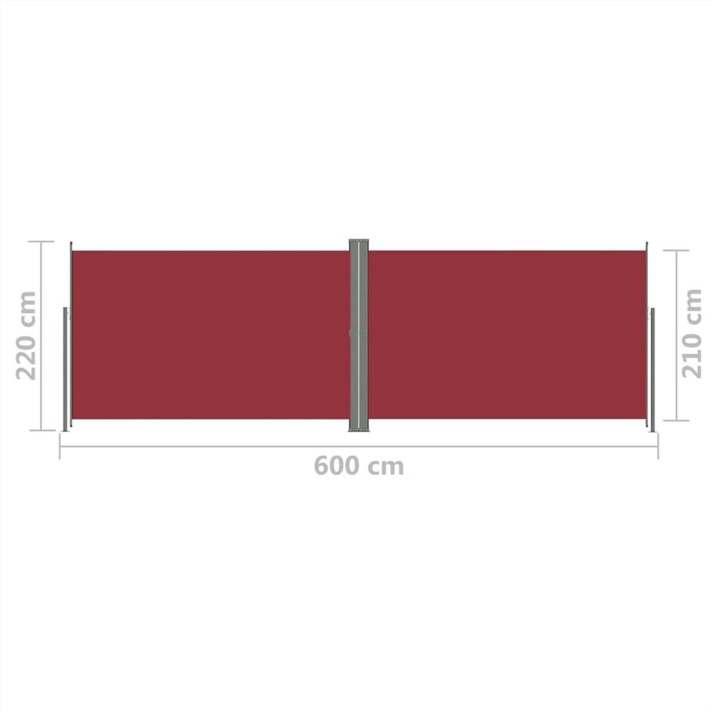 Retractable Side Awning Red 220x600 cm