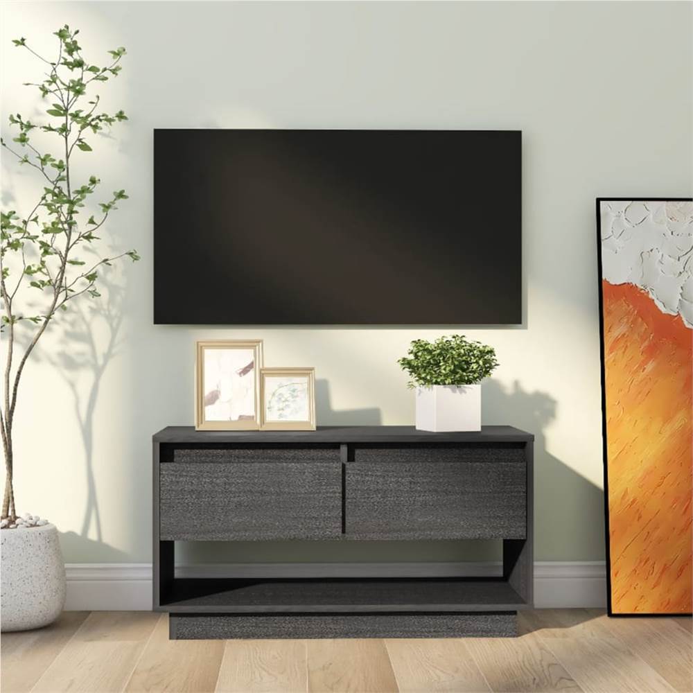 TV Cabinet Grey 74x34x40 cm Solid Wood Pine