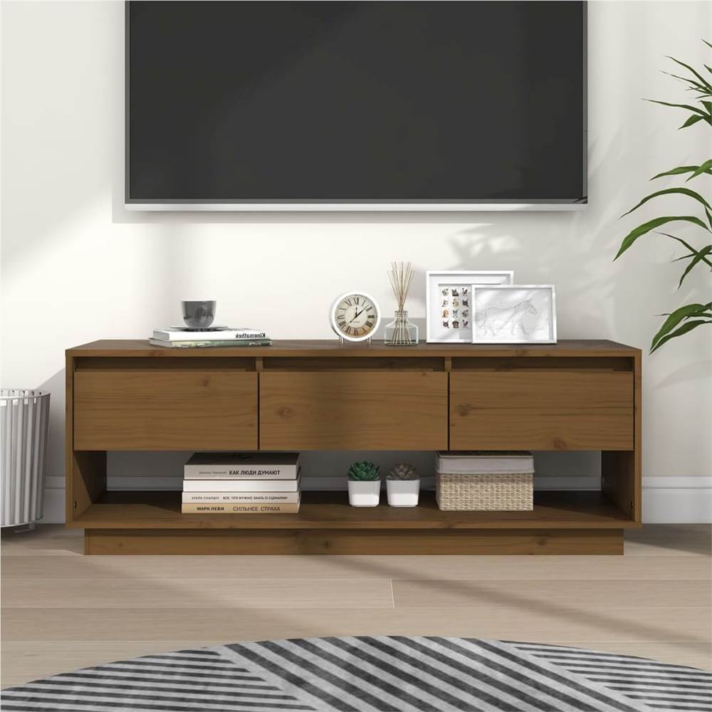 

TV Cabinet Honey Brown 110.5x34x40 cm Solid Wood Pine