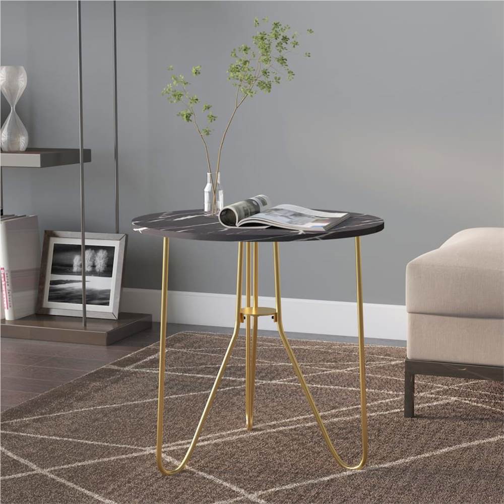 

Tea Table Gold and Black Marble 48 cm MDF and Iron