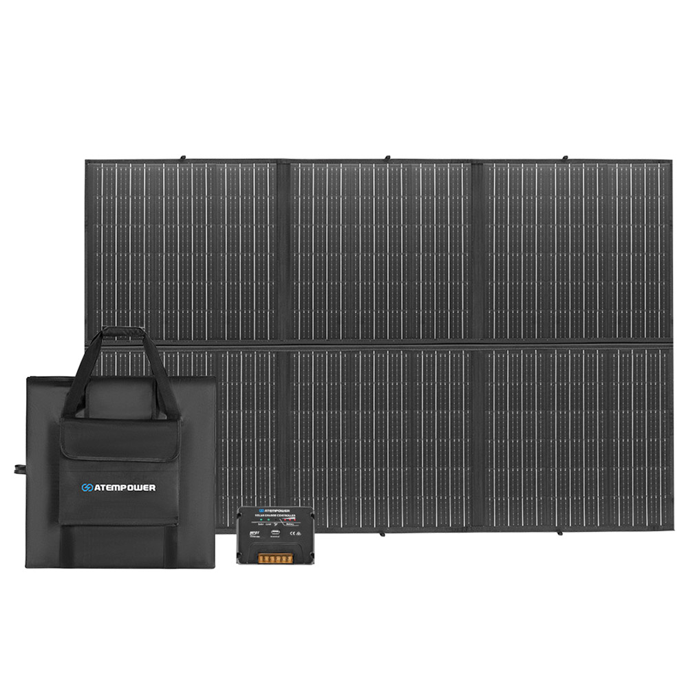 ATEM POWER 12V 300W Folding Solar Panel, PET Films, MPPT Controller, USB Charging, Flexible Solar Blanket Mat Kit