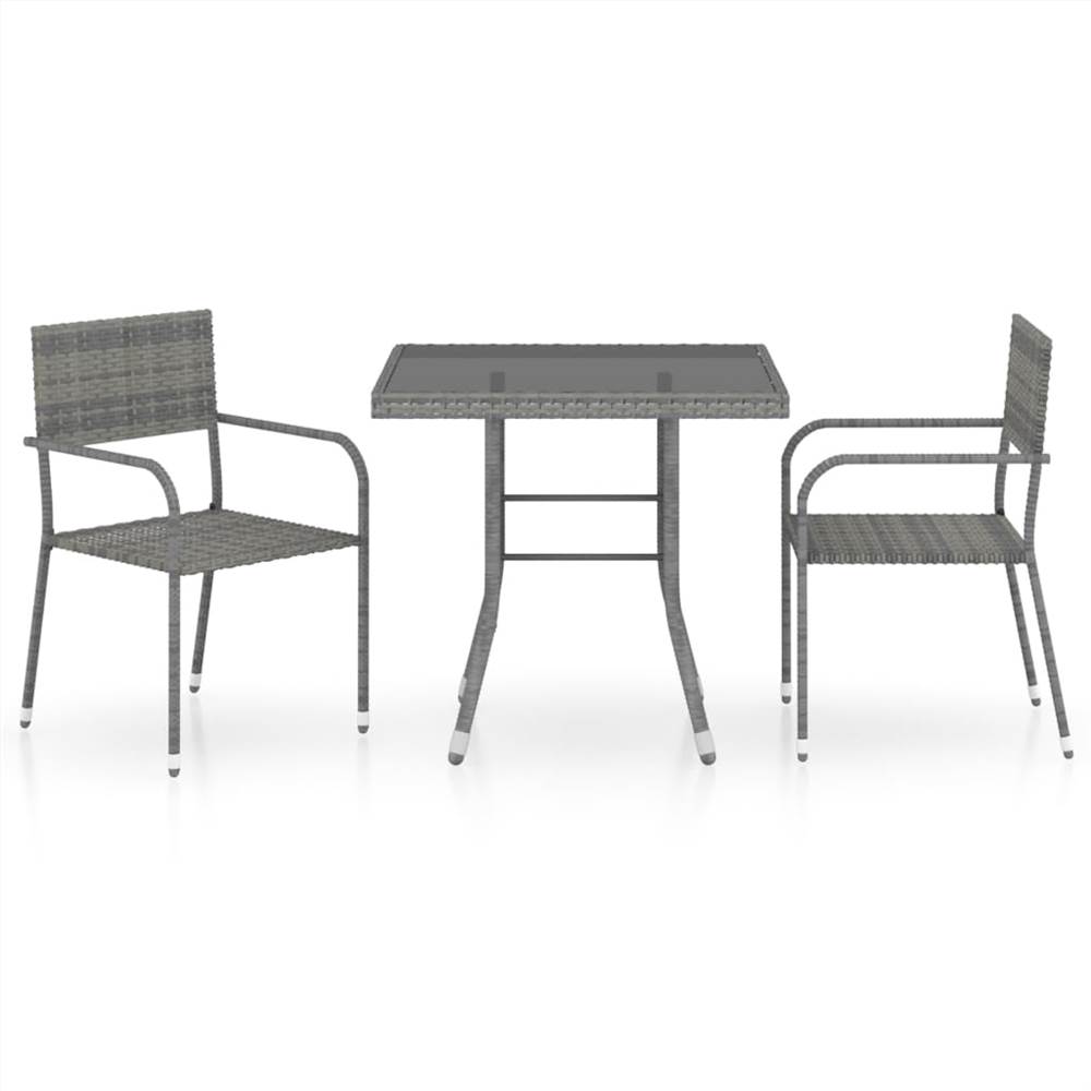 

3 Piece Garden Dining Set Poly Rattan Anthracite & Grey