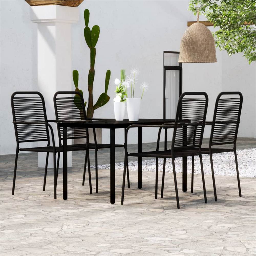 

5 Piece Garden Dining Set Black