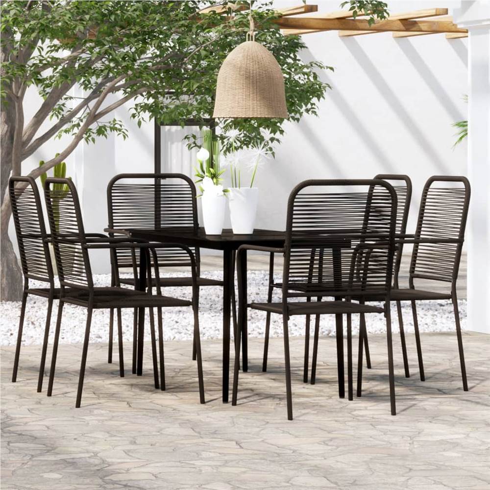 

7 Piece Garden Dining Set Black