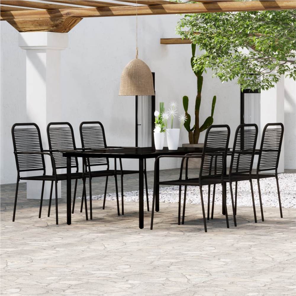 

7 Piece Garden Dining Set Black