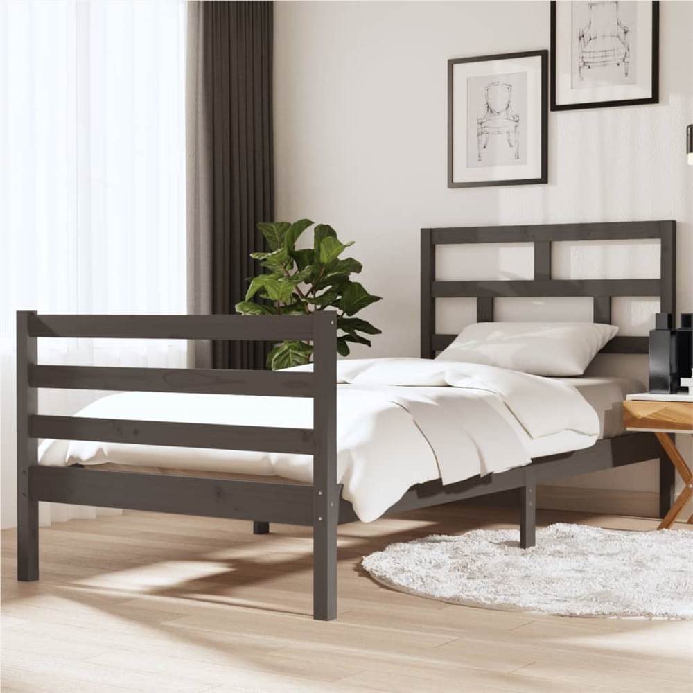 

Bed Frame Grey Solid Wood 90x200 cm 3FT Single