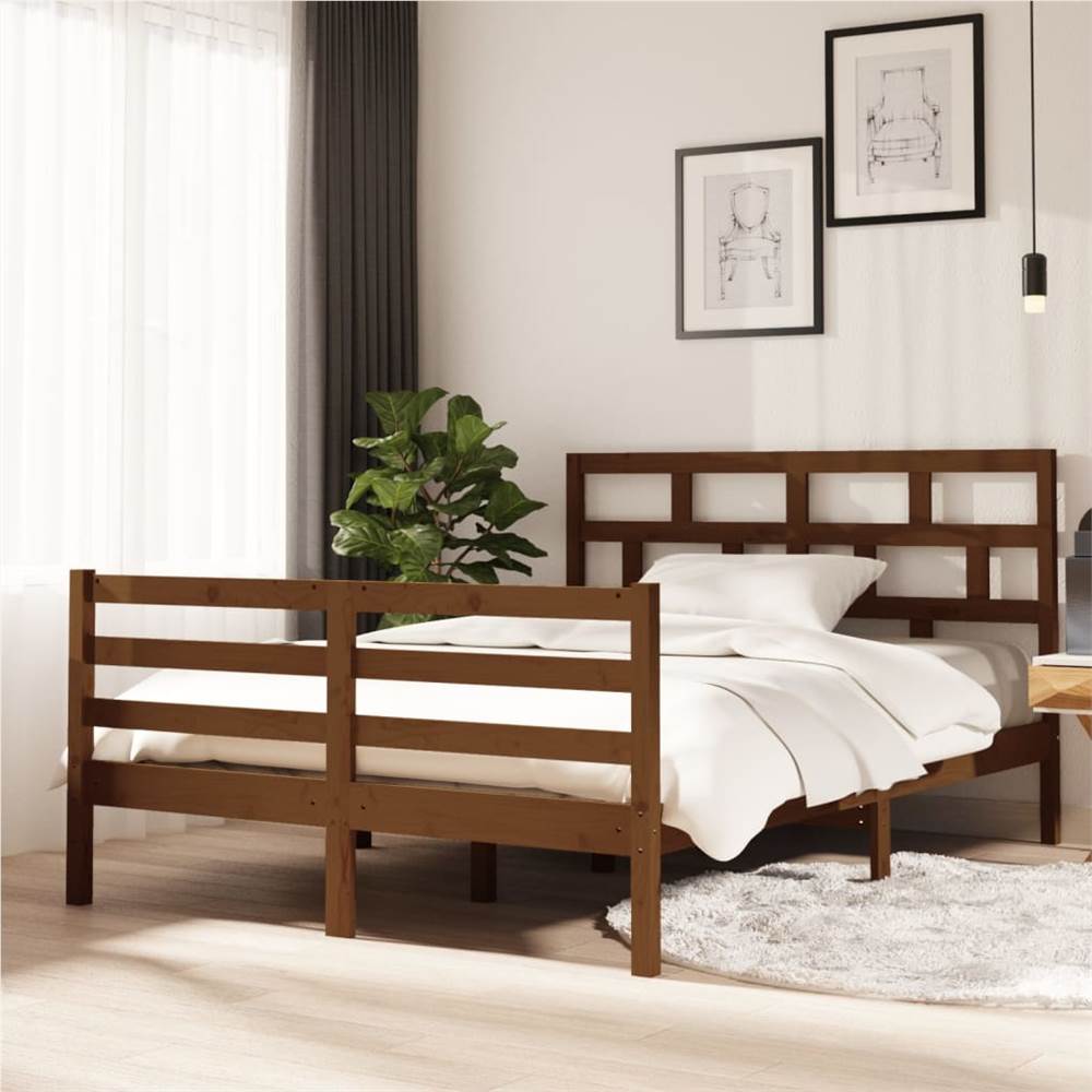

Bed Frame Honey Brown Solid Wood 140x200 cm 4FT6 Double