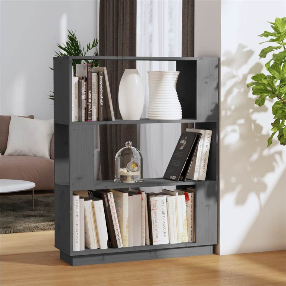 

Book Cabinet/Room Divider Grey 80x25x101 cm Solid Wood Pine
