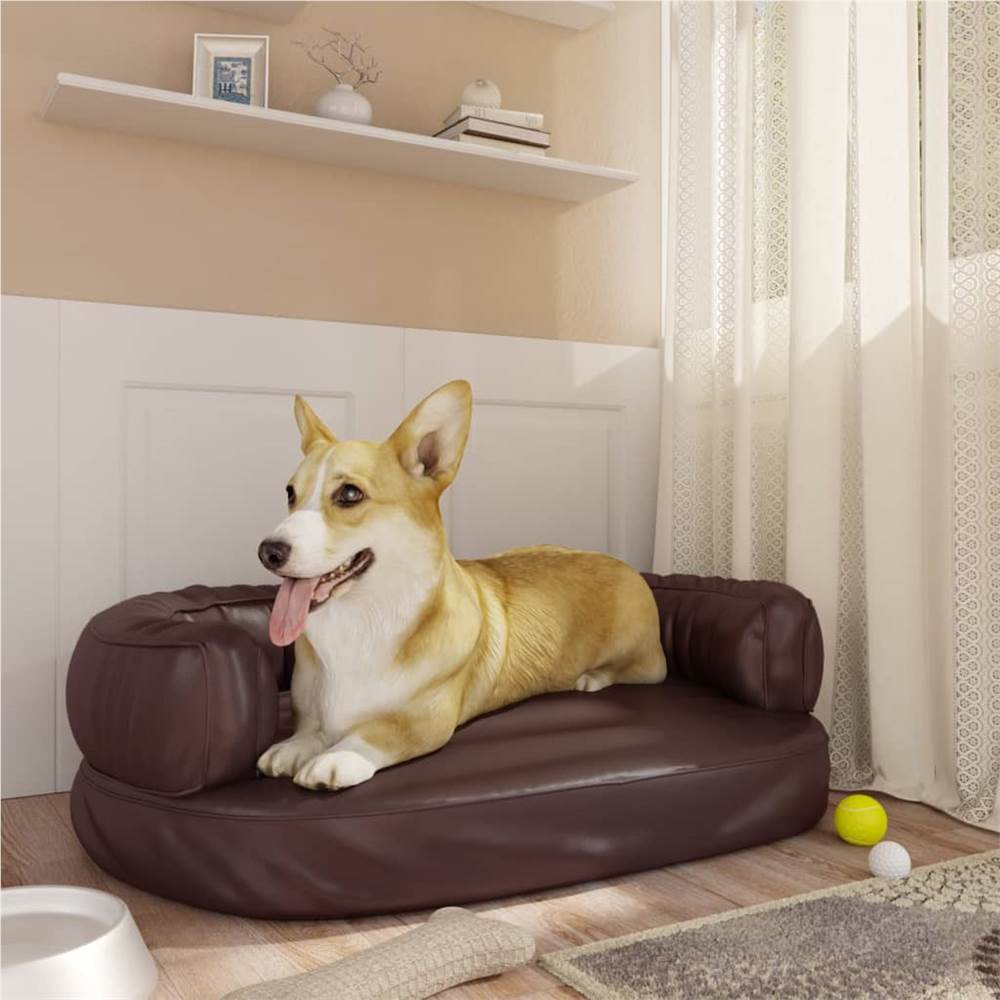 

Ergonomic Foam Dog Bed Brown 60x42 cm Faux Leather