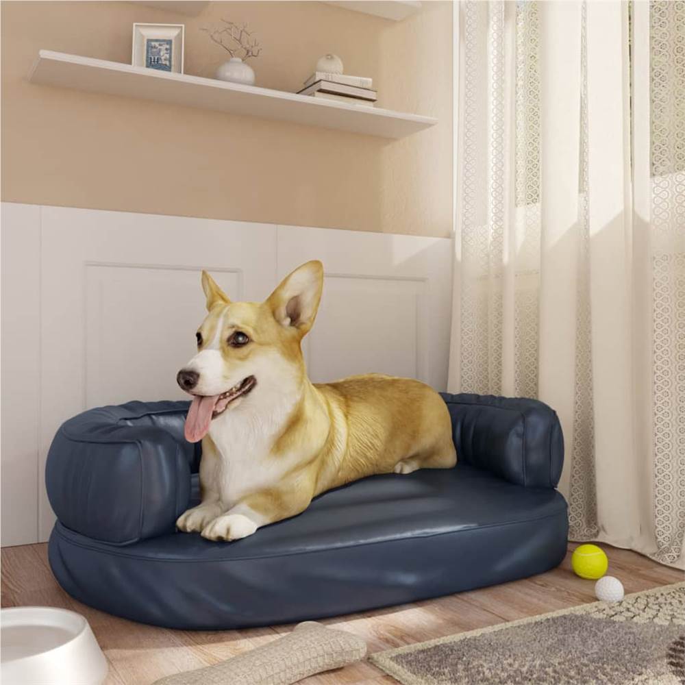 

Ergonomic Foam Dog Bed Dark Blue 60x42 cm Faux Leather