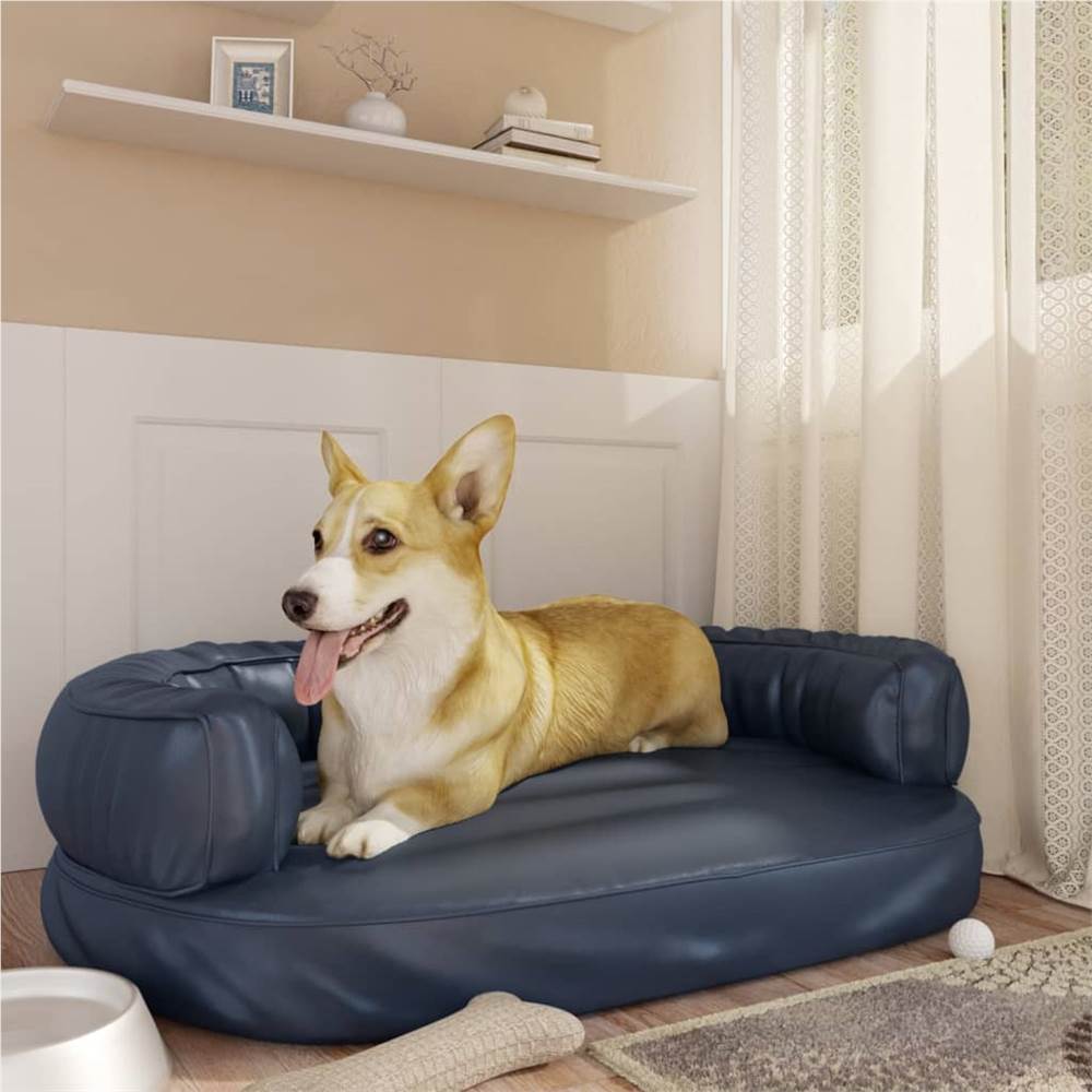 

Ergonomic Foam Dog Bed Dark Blue 88x65 cm Faux Leather