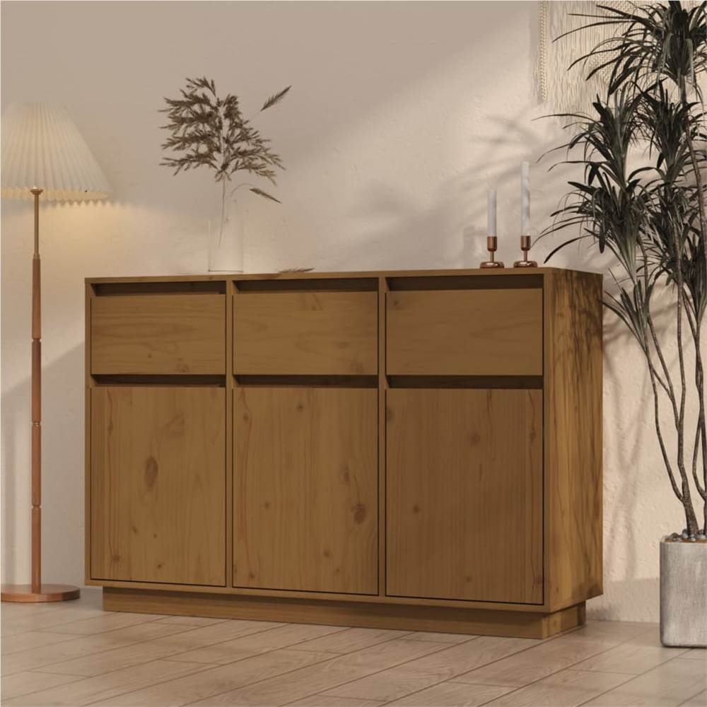 

Sideboard Honey Brown 110x34x75 cm Solid Wood Pine